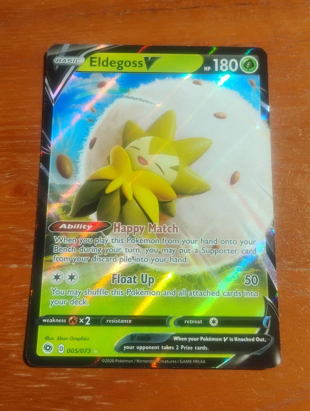 Mint 2020 Holo Ultra Rare Eldegoss V 005/073 Champion's Path Pokemon Card